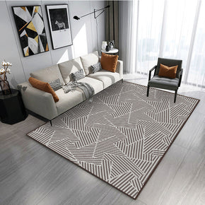 Black And White Line Geometric Pattern Modern Rug Bedroom Living Room Sofa Rugs Floor Mat