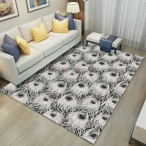 Simple 3D Printed feather Pattern Modern Rug Bedroom Living Room Sofa Rugs Floor Mat 01