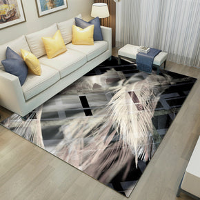 Simple 3D Printed feather Pattern Modern Rug Bedroom Living Room Sofa Rugs Floor Mat 08