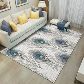 Simple 3D Printed feather Pattern Modern Rug Bedroom Living Room Sofa Rugs Floor Mat 10