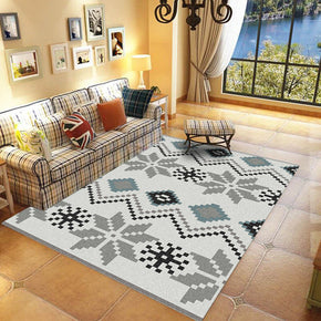 Grey Simple 3D Geometric Pattern Modern Rug Bedroom Living Room Sofa Rugs Floor Mat
