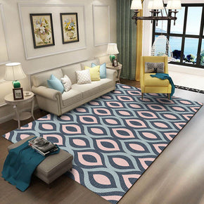 Light Pink Blue Striped Simple 3D Geometric Pattern Modern Rug Bedroom Living Room Sofa Rugs Floor Mat