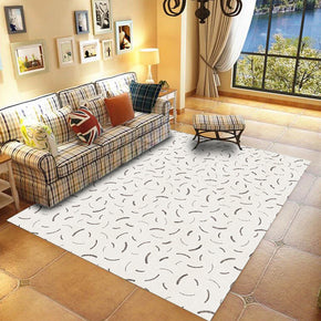 Modern White Striped Simple 3D Geometric Pattern Rug Bedroom Living Room Sofa Rugs Floor Mat