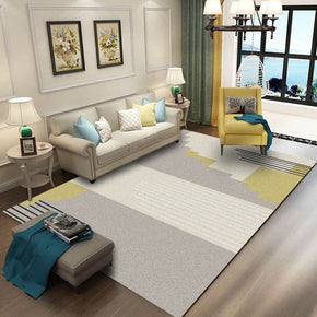 Modern Grey Yellow Striped Simple 3D Geometric Pattern Rug Bedroom Living Room Sofa Rugs Floor Mat