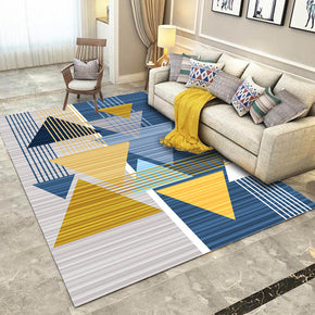 Blue Yellow Geometric Modern Striped Simple 3D Pattern Rug Bedroom Living Room Sofa Rugs Floor Mat