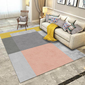 Pink Grey Yellow Modern Striped Geometric Simple 3D Pattern Rug Bedroom Living Room Sofa Rugs Floor Mat