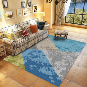 Modern Striped Blue Grey 3D Pattern Simple Geometric Rug Bedroom Living Room Sofa Rugs Floor Mat