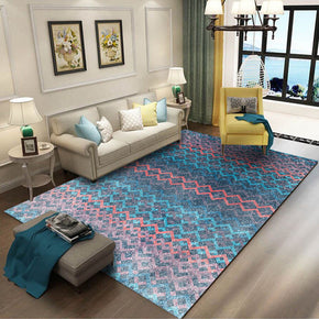 Blue Pink Geometric Striped Modern 3D Pattern Simple Rug Bedroom Living Room Sofa Rugs Floor Mat