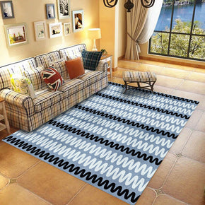 Blue Geometric Striped Modern 3D Pattern Simple Rug Bedroom Living Room Sofa Rugs Floor Mat