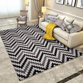 Black Brown Geometric Striped Modern 3D Pattern Simple Rug Bedroom Living Room Sofa Rugs Floor Mat
