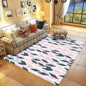 Pink Geometric Striped Modern 3D Pattern Simple Rug Bedroom Living Room Sofa Rugs Floor Mat