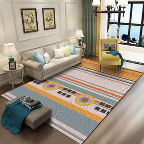 Pink Yellow Blue Simple Pattern Modern Geometric Striped Rug Bedroom Living Room Sofa Rugs Floor Mat