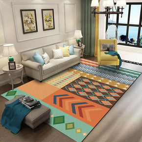 Orange Yellow Striped Simple Pattern Modern Geometric Rug Bedroom Living Room Sofa Rugs Floor Mat