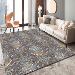 Purple Blue Moroccan Geometric Traditional 3D Pattern Floor Mat Modern Rug for Bedroom Living Room Sofa Office Hall