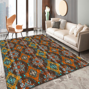 Orange Yellow Moroccan Geometric Traditional 3D Pattern Floor Mat Modern Rug for Bedroom Living Room Sofa Office Hall
