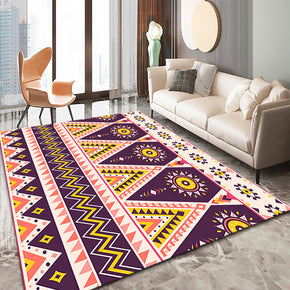 Yellow Purple Moroccan Geometric Traditional 3D Pattern Floor Mat Modern Rug for Bedroom Living Room Sofa Office Hall