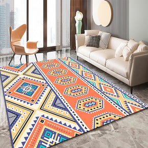 Orange Moroccan Geometric Traditional 3D Pattern Floor Mat Modern Rug for Bedroom Living Room Sofa Office Hall