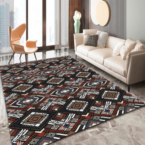 Modern Rug Black Moroccan Geometric Traditional 3D Pattern Floor Mat for Bedroom Living Room Sofa Office Hall