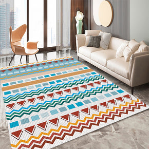 Modern Rug Blue Brown Moroccan Geometric Traditional 3D Pattern Floor Mat for Bedroom Living Room Sofa Office Hall