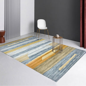 Blue Yellow Striped Modern Rug 3D Pattern Floor Mat for Bedroom Living Room Sofa Office Hall