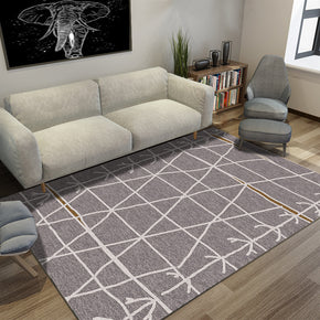 Grey Striped White line Modern Rug 3D Pattern Floor Mat for Bedroom Living Room Sofa Office Hall