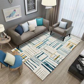 Blue Striped Modern Geometric Moroccan Simplicity Rug 3D Pattern Floor Mat for Bedroom Living Room Sofa Office Hall
