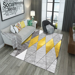 Grey Golden Striped Modern Geometric Moroccan Simplicity Rug 3D Pattern Floor Mat for Bedroom Living Room Sofa Office Hall