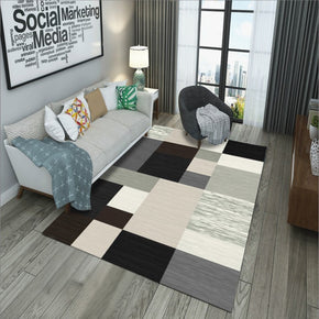 Black Cube Simplicity Striped Modern Geometric Moroccan Rug 3D Pattern Floor Mat for Bedroom Living Room Sofa Office Hall