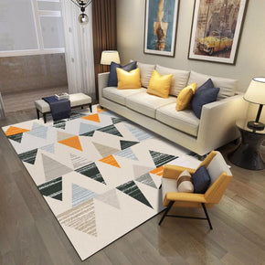Green Orange Cube Simplicity 3D Pattern Striped Modern Geometric Moroccan Rug Floor Mat for Bedroom Living Room Sofa Office Hall
