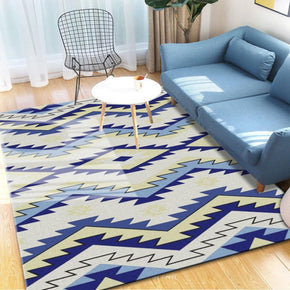 Blue Geometric Simplicity 3D Pattern Striped Modern Moroccan Rug Floor Mat for Bedroom Living Room Sofa Office Hall