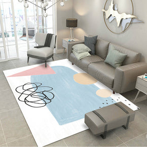 Blue White Morandi Style Modern Simplicity Rug 3D Pattern Floor Mat for Bedroom Living Room Sofa Office Hall