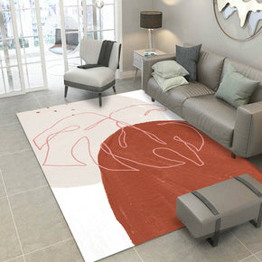 Modern Red Morandi Style Simplicity Rug 3D Pattern Floor Mat for Bedroom Living Room Sofa Office Hall