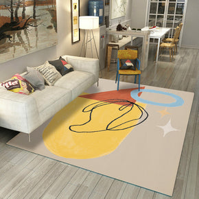Grey Yellow Modern 3D Simplicity Pattern Morandi Style Rug Floor Mat for Bedroom Living Room Sofa Office Hall
