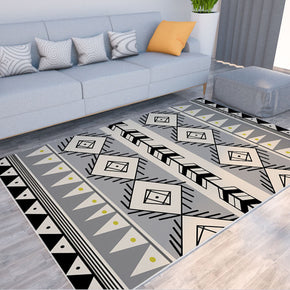 Black Moroccan Modern 3D Simplicity Pattern Rug Floor Mat for Bedroom Living Room Sofa Office Hall