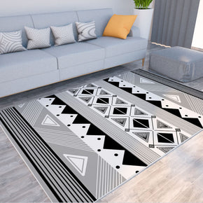 Black Striped Moroccan Modern 3D Simplicity Pattern Rug Floor Mat for Bedroom Living Room Sofa Office Hall