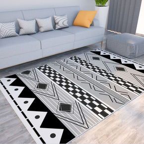 Modern Black Striped Moroccan 3D Simplicity Pattern Rug Floor Mat for Bedroom Living Room Sofa Office Hall