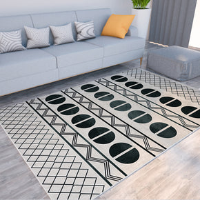Modern Black Simplicity Striped Moroccan 3D Pattern Rug Floor Mat for Bedroom Living Room Sofa Office Hall
