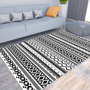 Modern Simplicity Black Striped Moroccan 3D Pattern Rug Floor Mat for Bedroom Living Room Sofa Office Hall