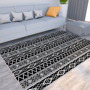 Geometric Modern Simplicity Black Striped Moroccan 3D Pattern Rug Floor Mat for Bedroom Living Room Sofa Office Hall