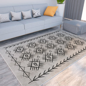 Grey Modern Black Geometric Simplicity Striped Moroccan 3D Pattern Rug Floor Mat for Bedroom Living Room Sofa Office Hall