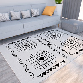 White Black Modern Floral Geometric Simplicity Striped Moroccan 3D Pattern Rug Floor Mat for Bedroom Living Room Sofa Office Hall