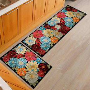 Floral Kitchen Carpet Floor Mats Oil-proof Anti-skid Pad Bathroom Toilet Water Absorption Bedroom Mats and Door Mats