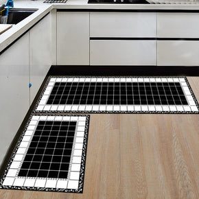 Modern Black White Cube Kitchen Carpet Floor Mats Oil-proof Anti-skid Pad Bathroom Toilet Water Absorption Bedroom Mats and Door Mats