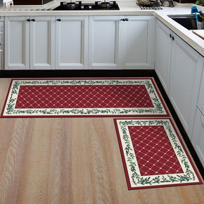 Modern Striped Red Kitchen Carpet Floor Mats Oil-proof Anti-skid Pad Bathroom Toilet Water Absorption Bedroom Mats and Door Mats