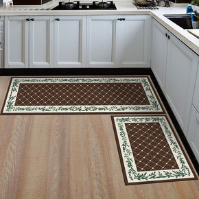 Modern Brown Striped Kitchen Carpet Floor Mats Oil-proof Anti-skid Pad Bathroom Toilet Water Absorption Bedroom Mats and Door Mats