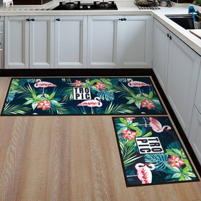 Modern Green Leaves Animal Kitchen Carpet Floor Mats Oil-proof Anti-skid Pad Bathroom Toilet Water Absorption Bedroom Mats and Door Mats
