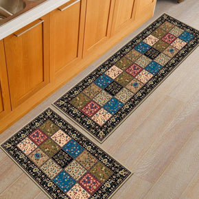 Retro Floral Kitchen Carpet Floor Mats Oil-proof Anti-skid Pad Bathroom Toilet Water Absorption Bedroom Mats and Door Mats