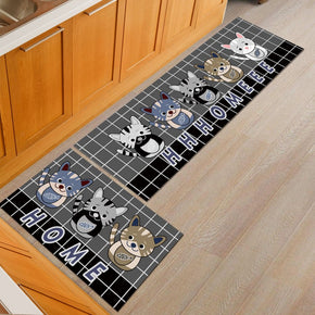 Grey Animal Cartoon Kitchen Carpet Floor Mats Oil-proof Anti-skid Pad Bathroom Toilet Water Absorption Bedroom Mats and Door Mats