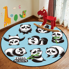 Pandas Cute Animals Patterned Modern Round Area Rugs Anti-slip Carpets for Bedroom Living Room Kids Room