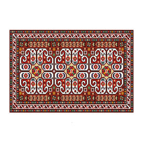 Retro Red Floral Traditional Polyester Vintage Area Rugs Floor Mat for Living Room Hall Office Bedroom
